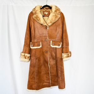 Wilson's Leather Faux Fur Trim Long Coat